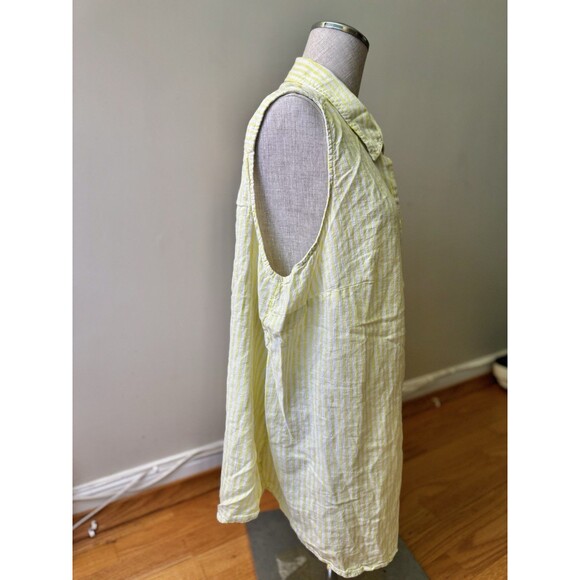 Time and Tru Women's Stripe Yellow White Sleeveless Summer Linen Blend Shirt 1X - Picture 4 of 10